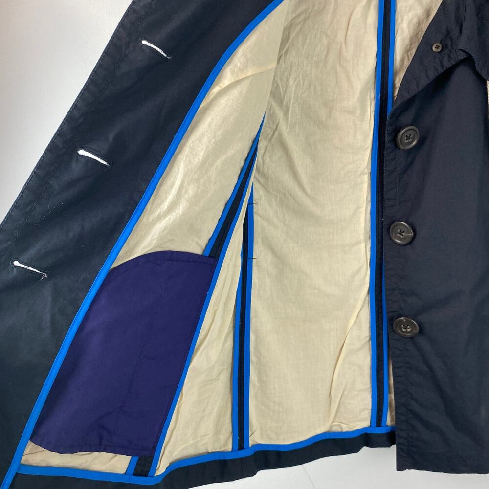 J Crew Navy Lightweight Button Up Hooded Jacket Size 2 - Picture 4 of 5